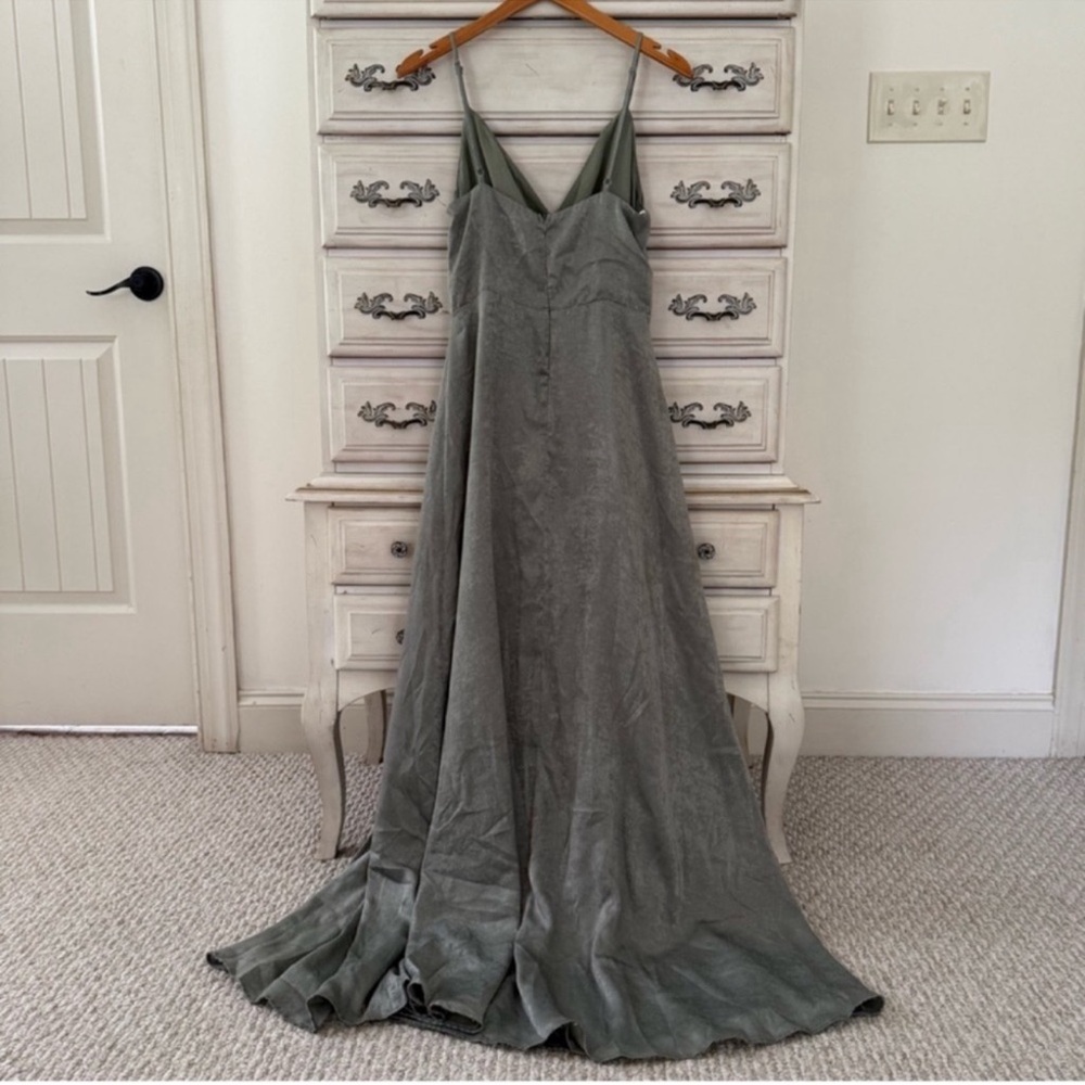 Lulus Sage Forest Fairy Satin Maxi Dress - Picture 5 of 7